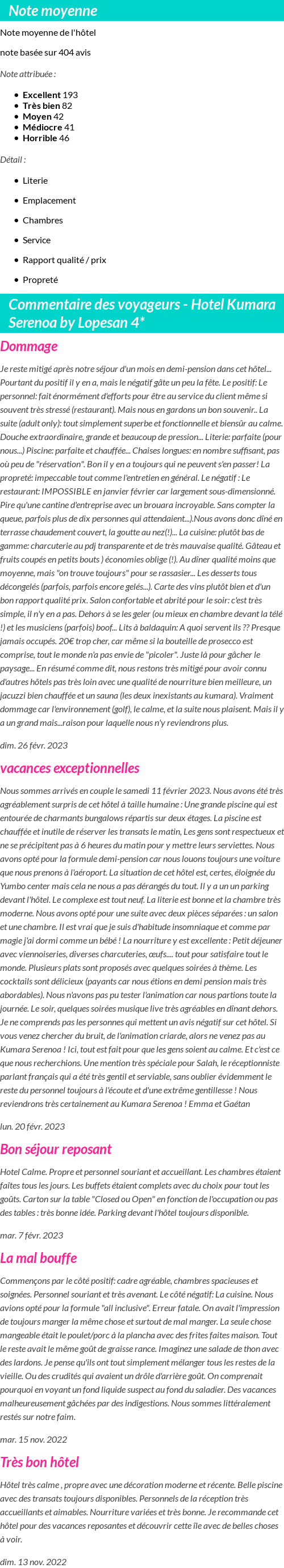 Avis clients