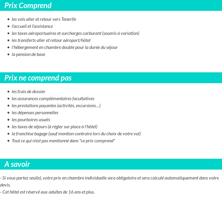 Conditions tarifaires