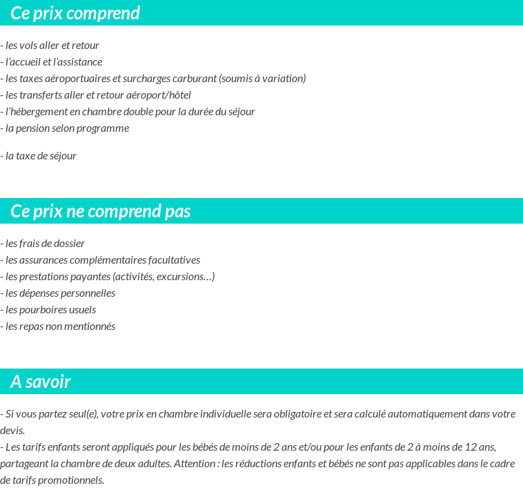 Conditions tarifaires