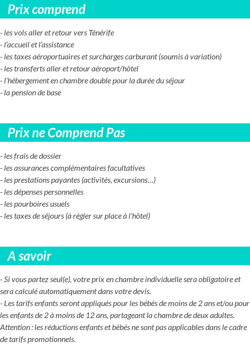 Conditions tarifaires