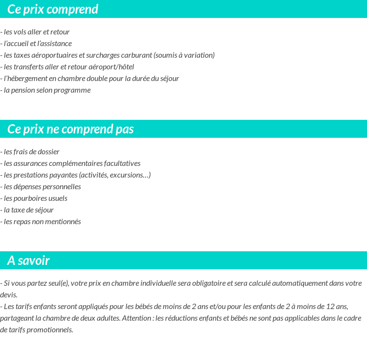 Conditions tarifaires