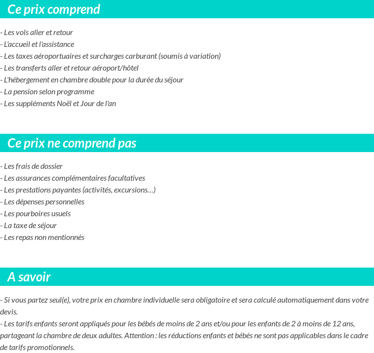 Conditions tarifaires