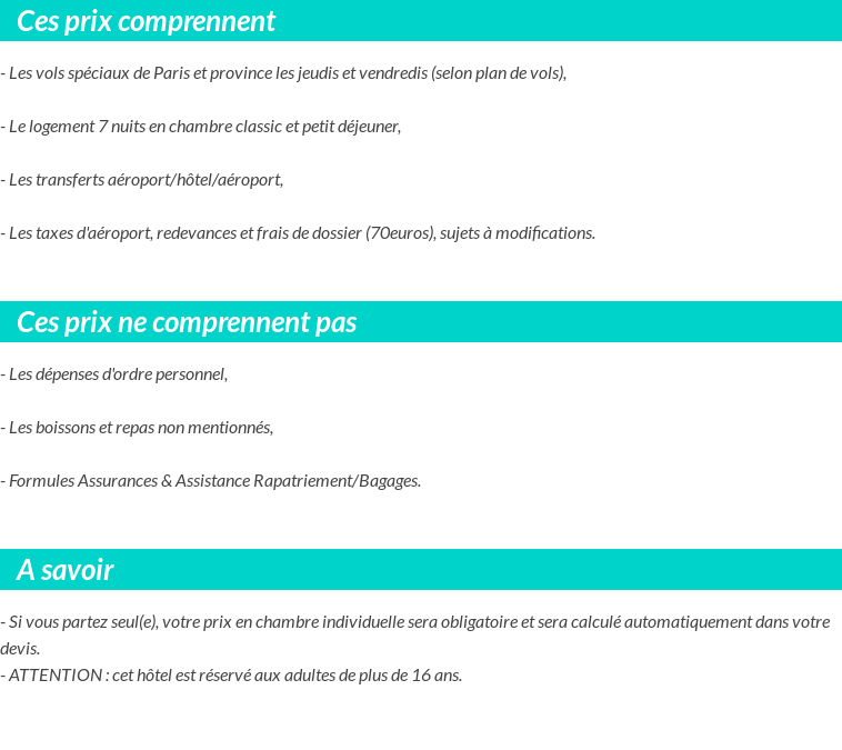 Conditions tarifaires