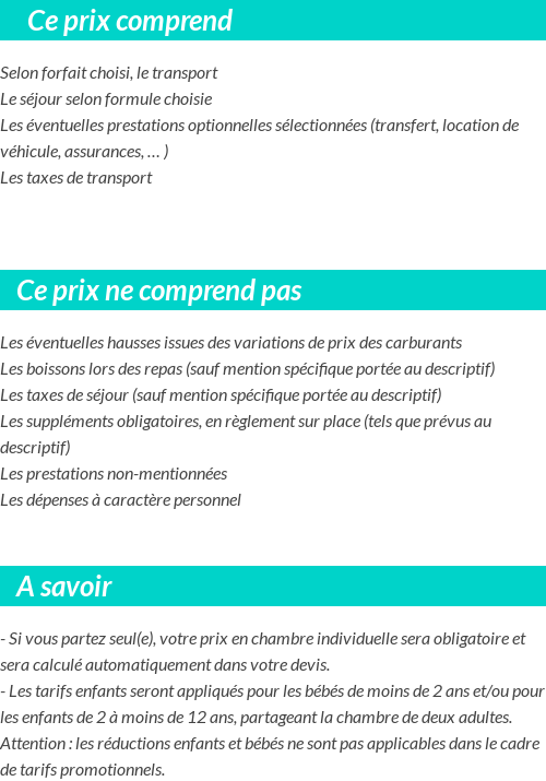 Conditions tarifaires