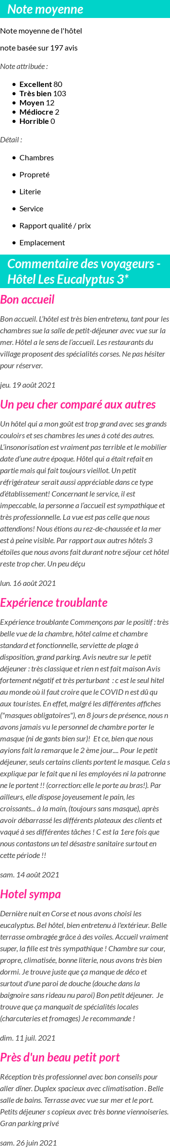 Avis clients