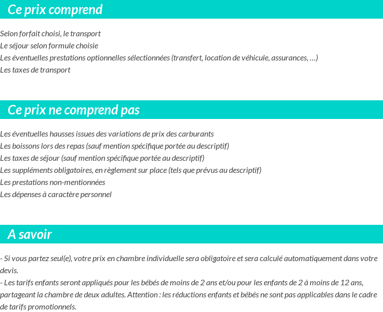 Conditions tarifaires