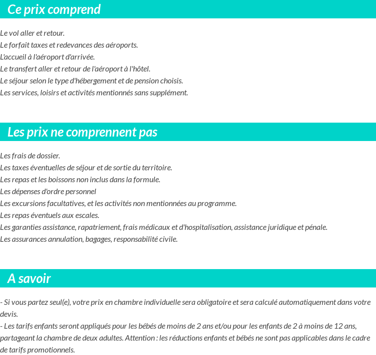 Conditions tarifaires