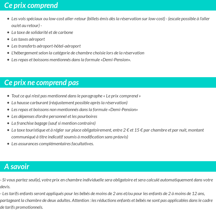 Conditions tarifaires