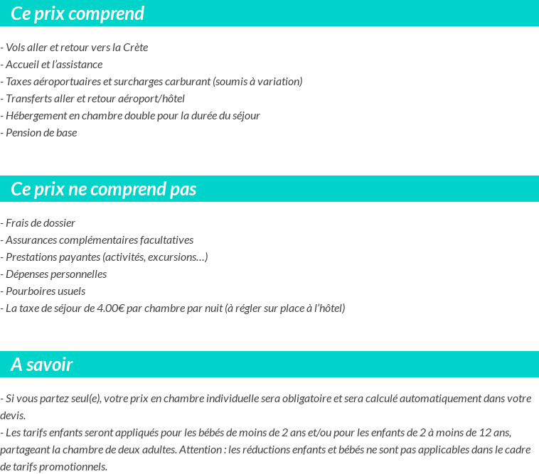 Conditions tarifaires