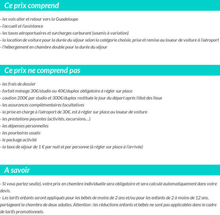 Conditions tarifaires