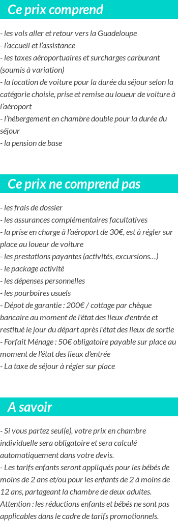 Conditions tarifaires