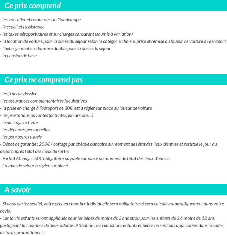 Conditions tarifaires