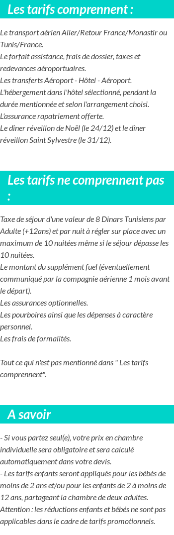 Conditions tarifaires