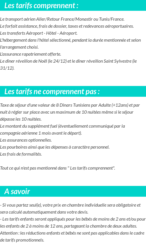 Conditions tarifaires