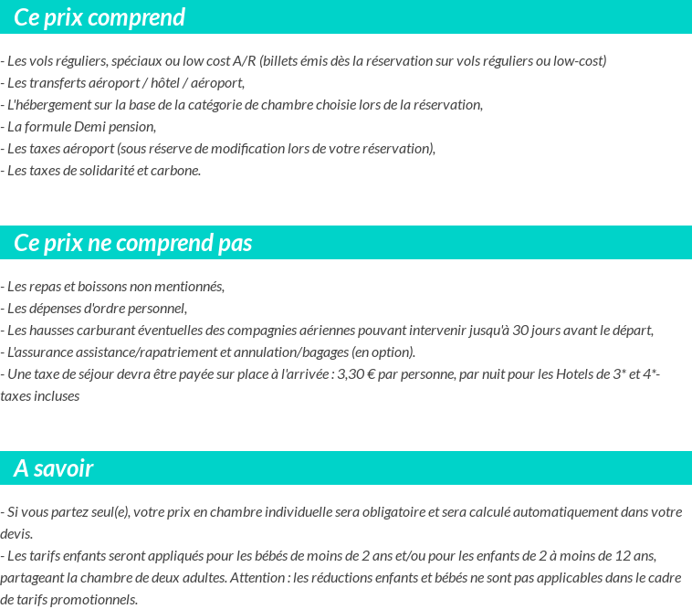 Conditions tarifaires