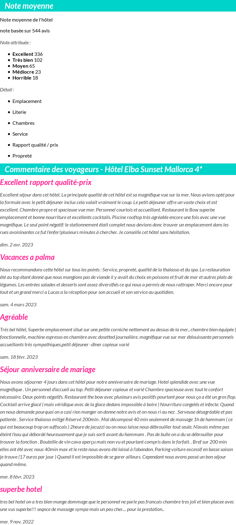 Avis clients