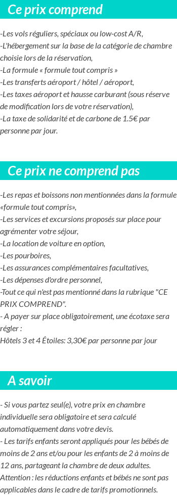 Conditions tarifaires