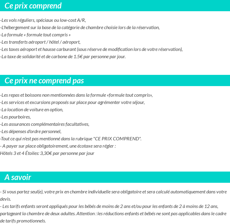 Conditions tarifaires