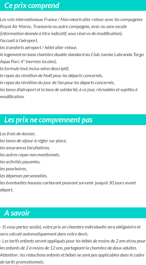 Conditions tarifaires