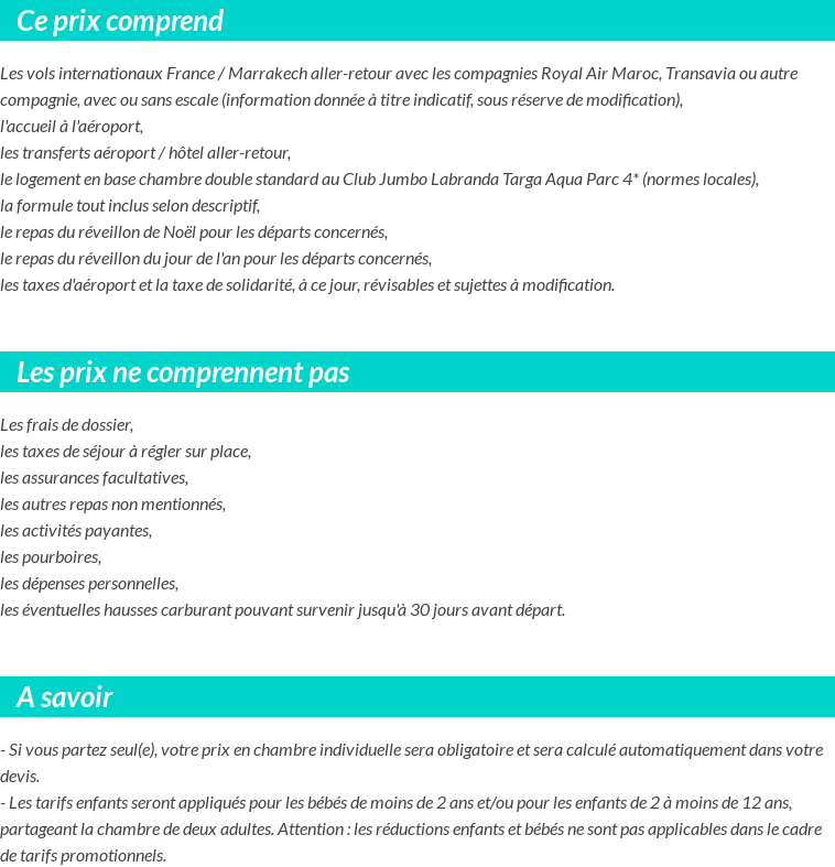 Conditions tarifaires