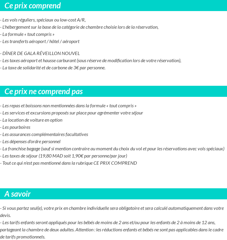 Conditions tarifaires