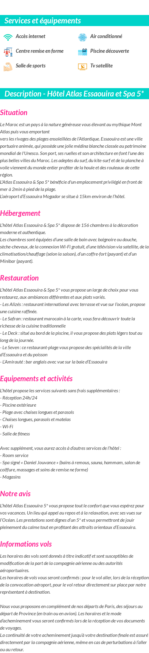 Détails du séjour