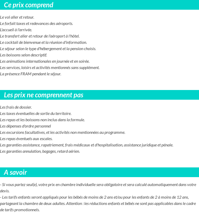 Conditions tarifaires