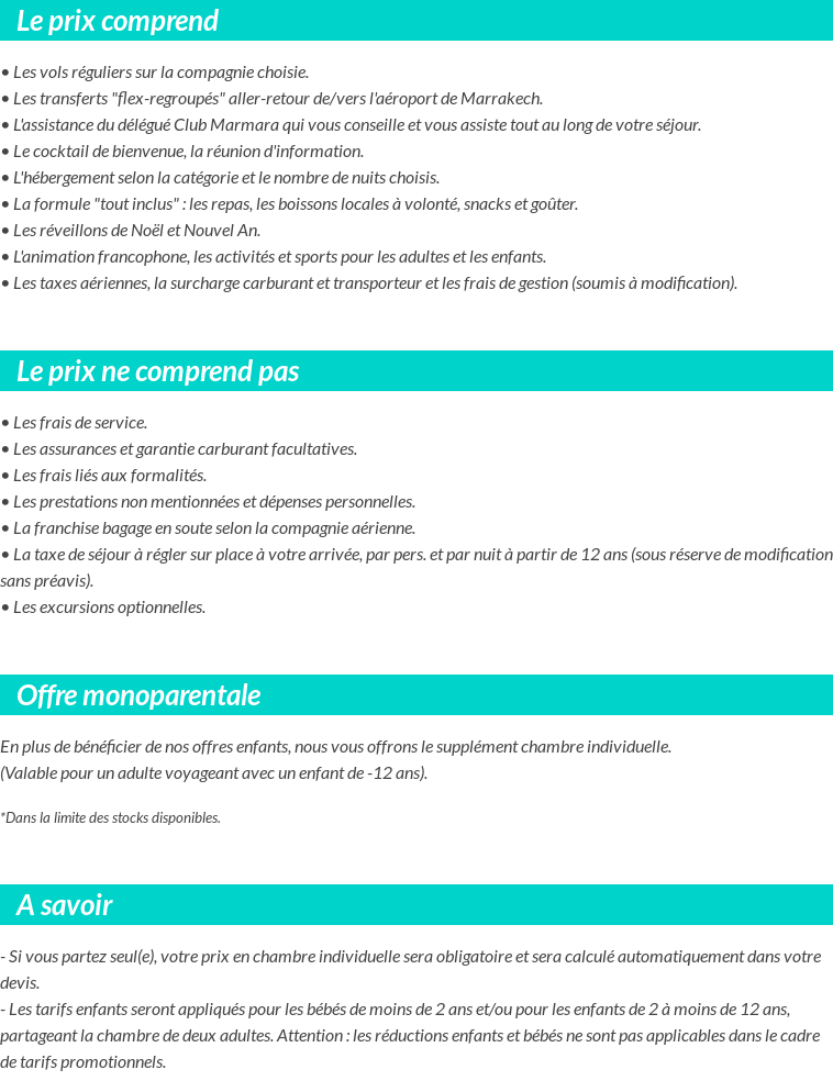 Conditions tarifaires