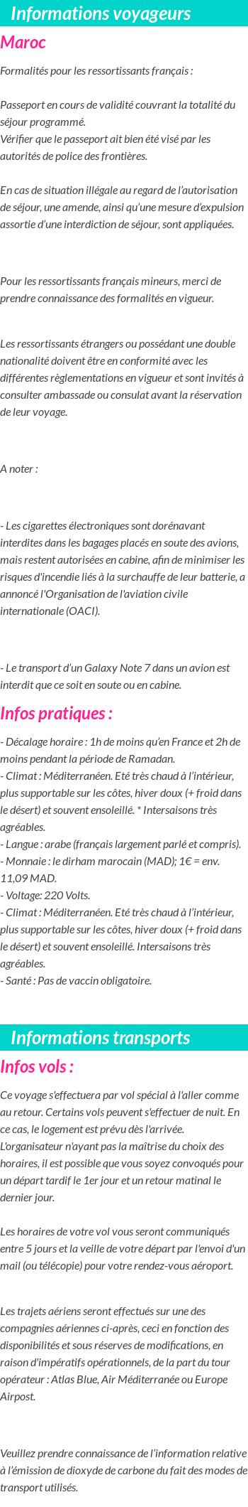 Formalités et infos voyageurs