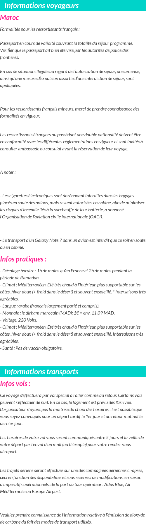 Formalités et infos voyageurs
