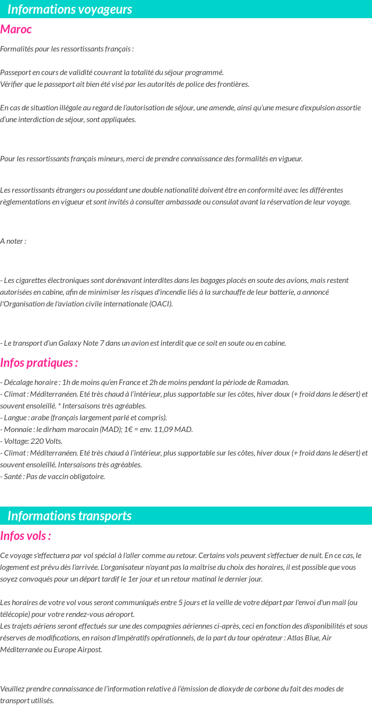 Formalités et infos voyageurs