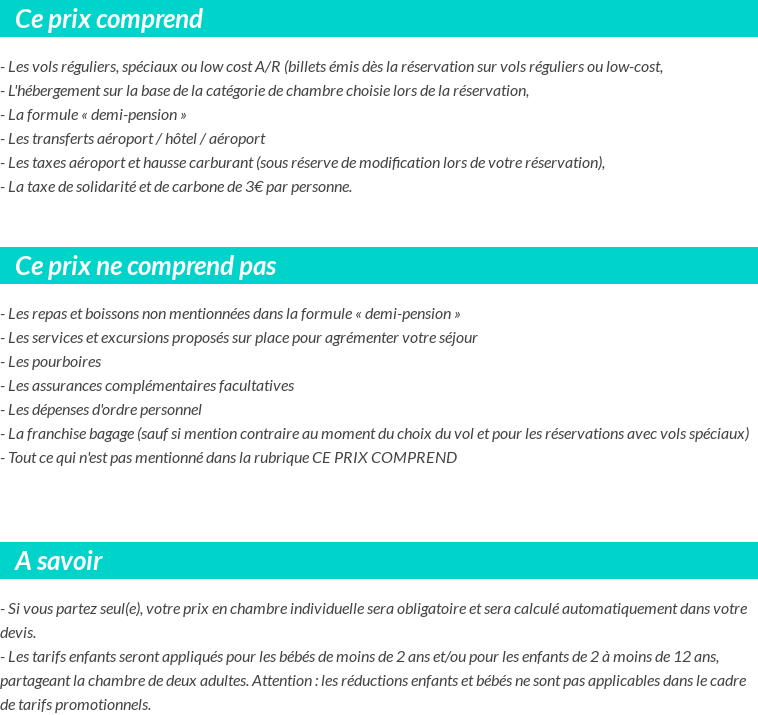 Conditions tarifaires