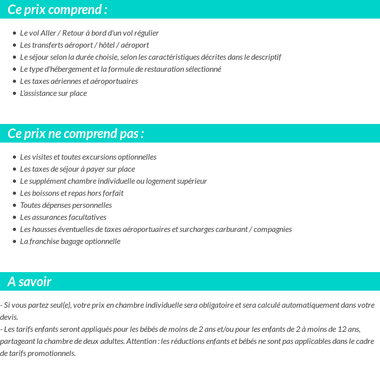 Conditions tarifaires