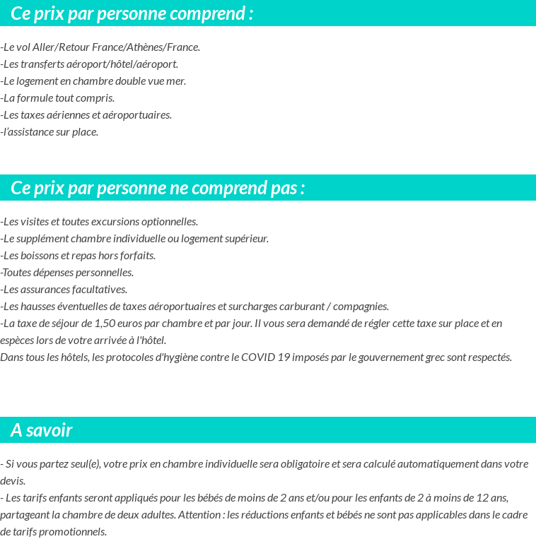 Conditions tarifaires