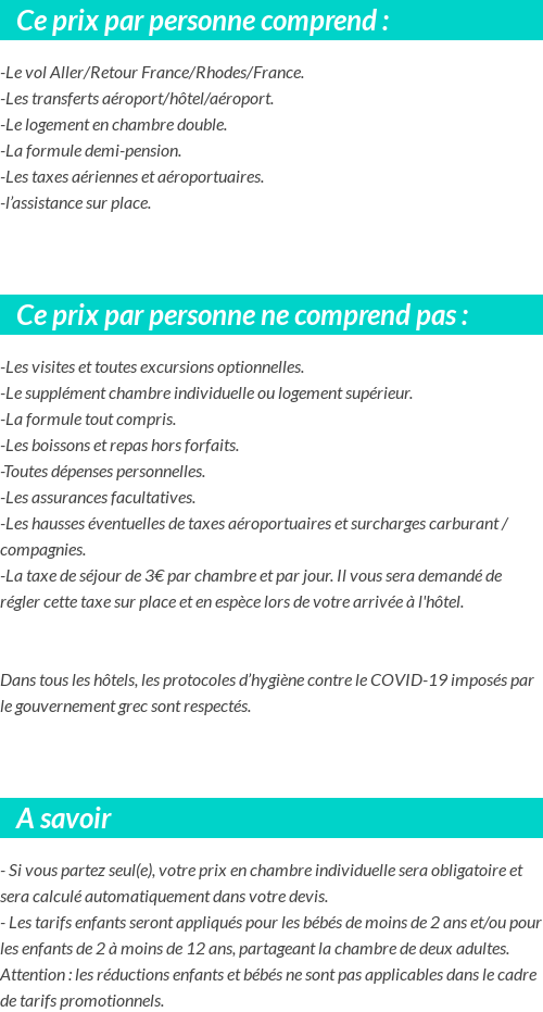 Conditions tarifaires