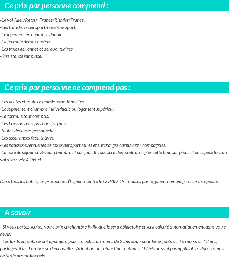 Conditions tarifaires