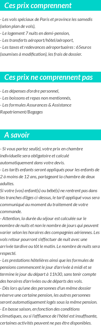 Conditions tarifaires