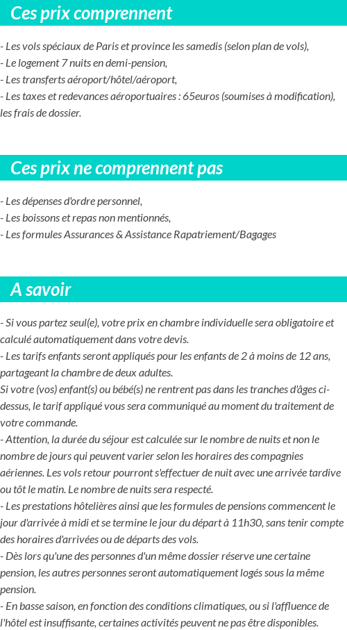 Conditions tarifaires