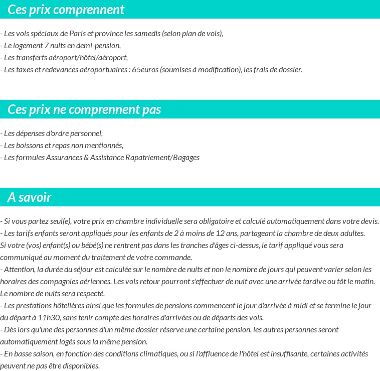 Conditions tarifaires