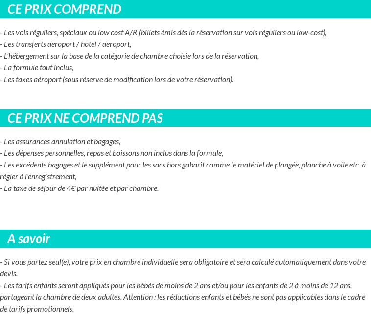 Conditions tarifaires