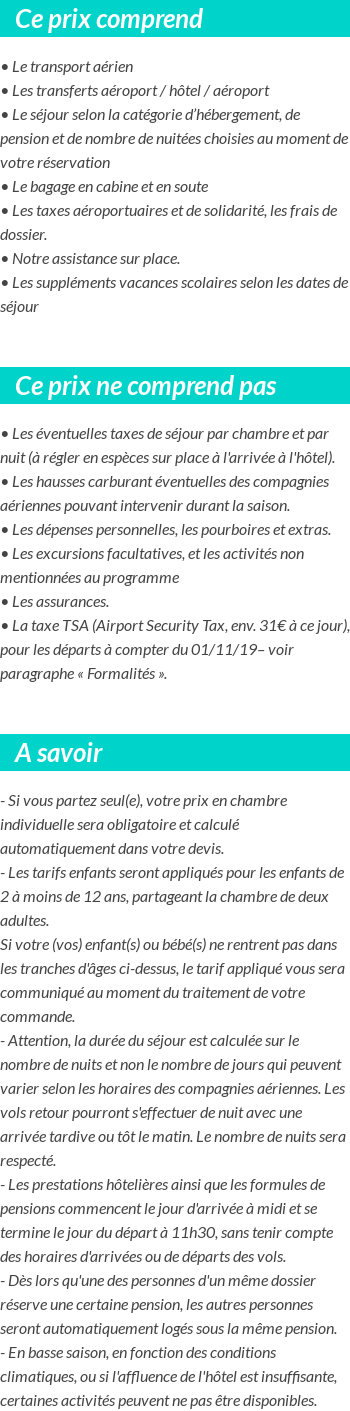 Conditions tarifaires