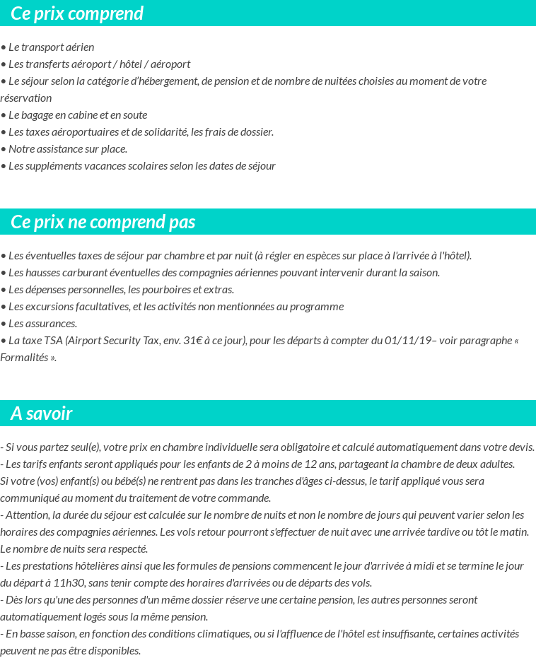 Conditions tarifaires