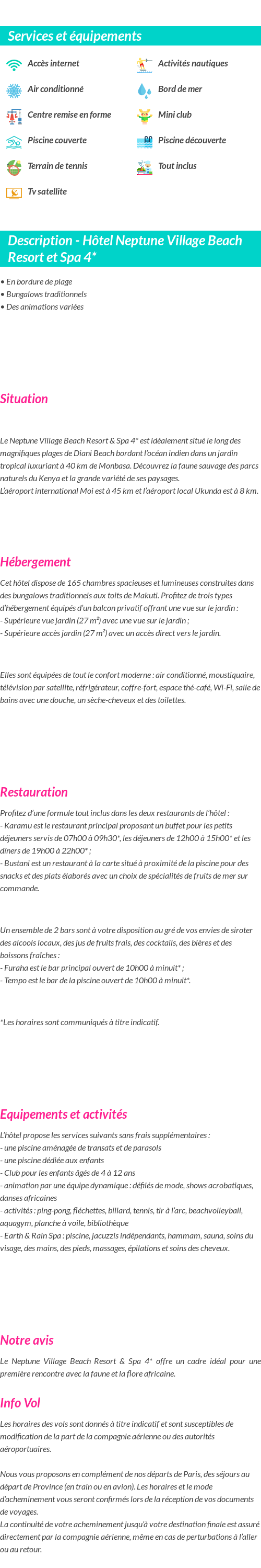 Détails du séjour