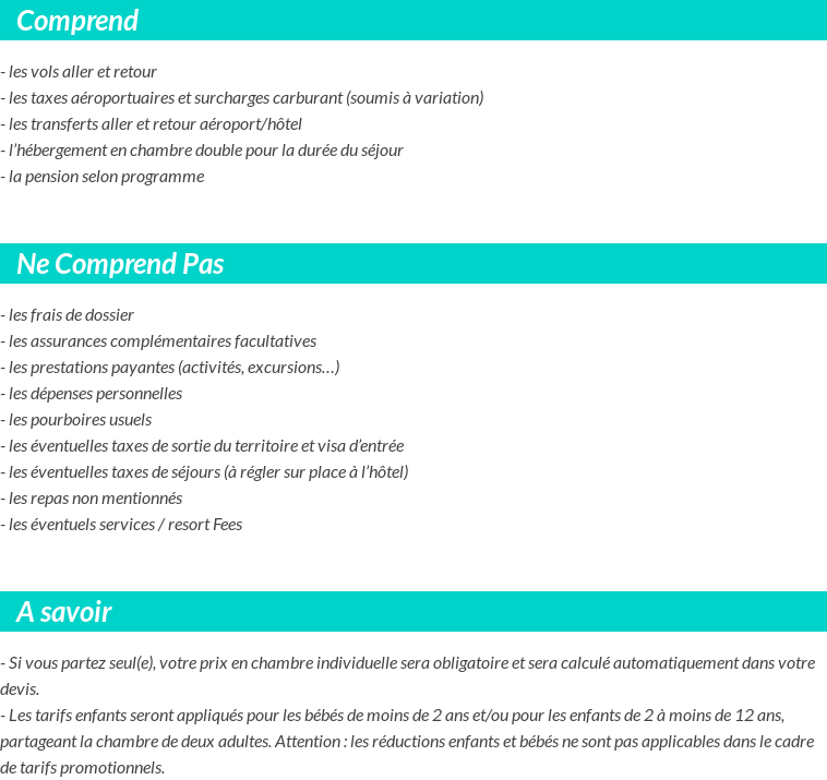 Conditions tarifaires