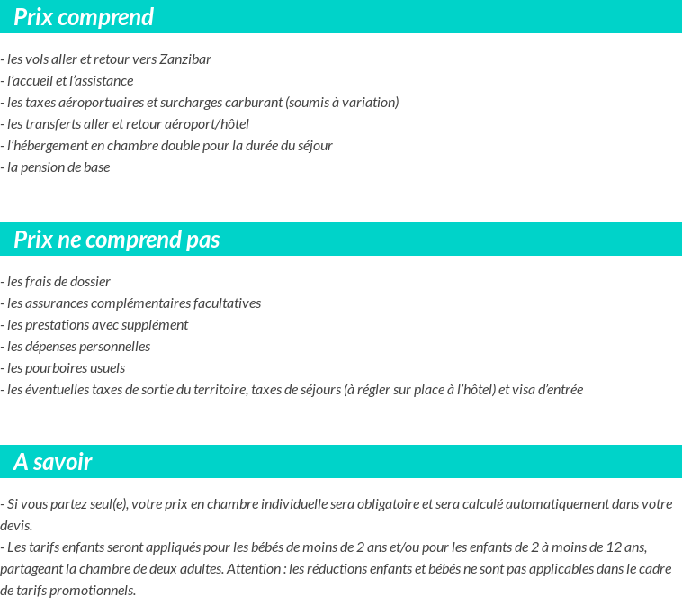 Conditions tarifaires