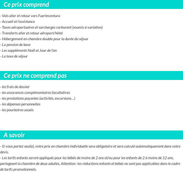 Conditions tarifaires