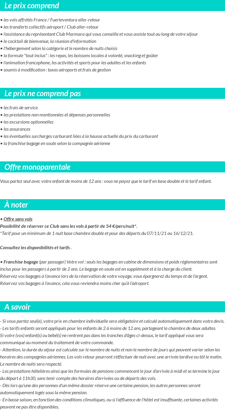 Conditions tarifaires