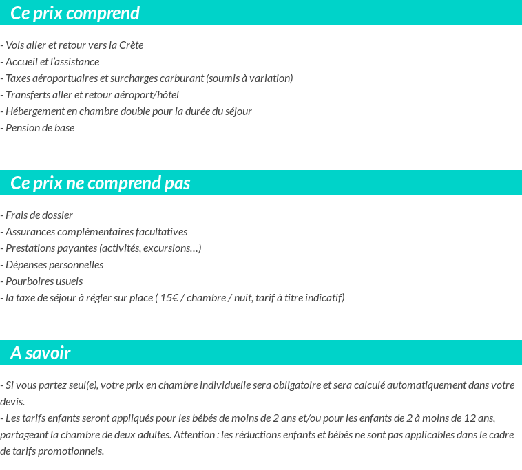 Conditions tarifaires