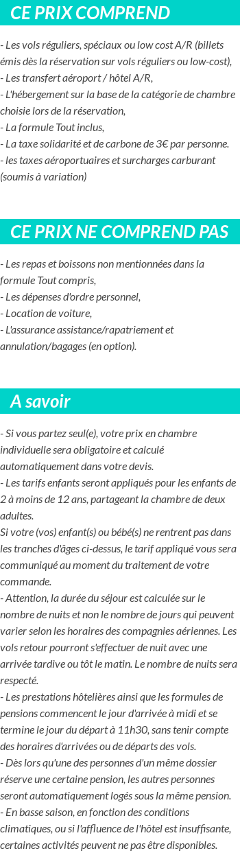 Conditions tarifaires