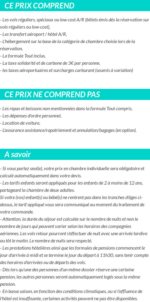 Conditions tarifaires